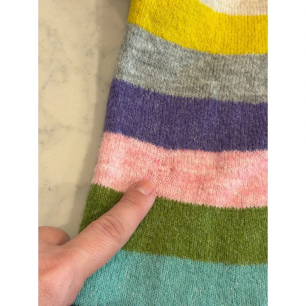 Baby Gap Toddler Girls 3T Multi Color Rainbow Stripe Knit Sweater Dress Long Slv